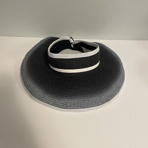 Quagga Green Label Hook Loop Visor Sun Protection Straw Hat‎ Black White